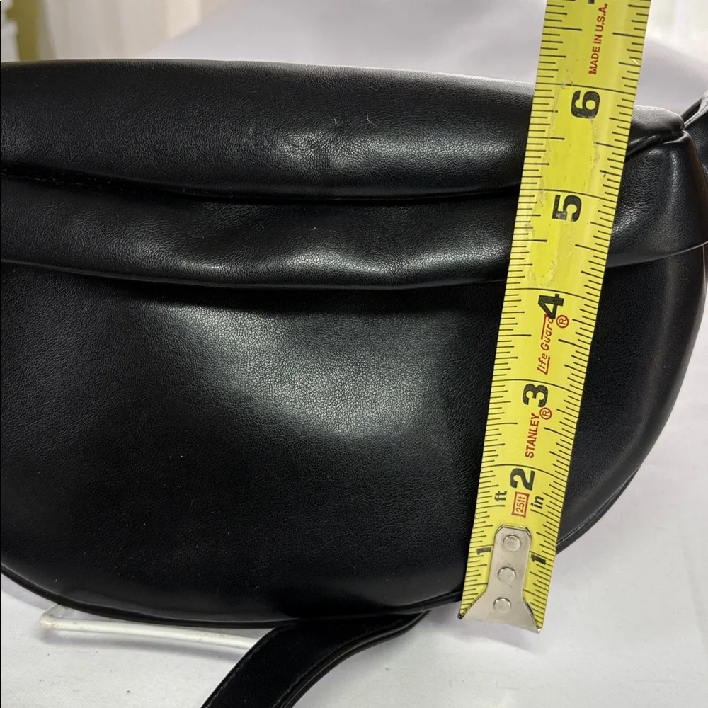 Black Sleek Manmade Belt Sling Crossbody Bag